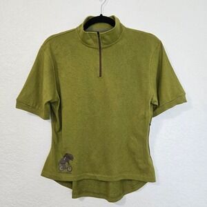 Cyclelogical Green The Mullet womans hemp jersey Short‎ Sleeve Half Zip Cycling